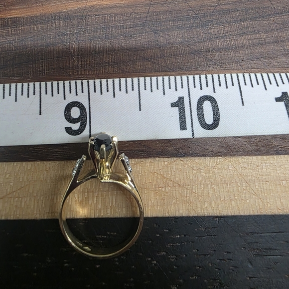 14K 10K Plumb Solid Yellow Gold Diamond Onyx Heart Pendant Ring & Necklace - Picture 4 of 17